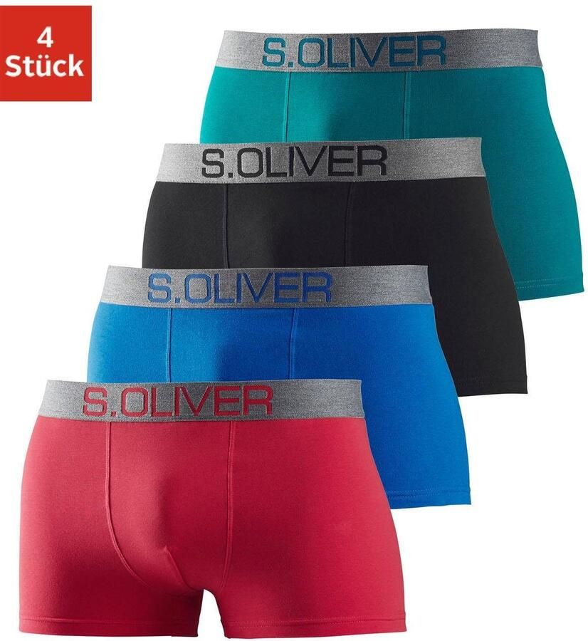 S.Oliver RED LABEL Beachwear Boxershort voor heren met contrastkleurige weefband (set 4 stuks) - Foto 4