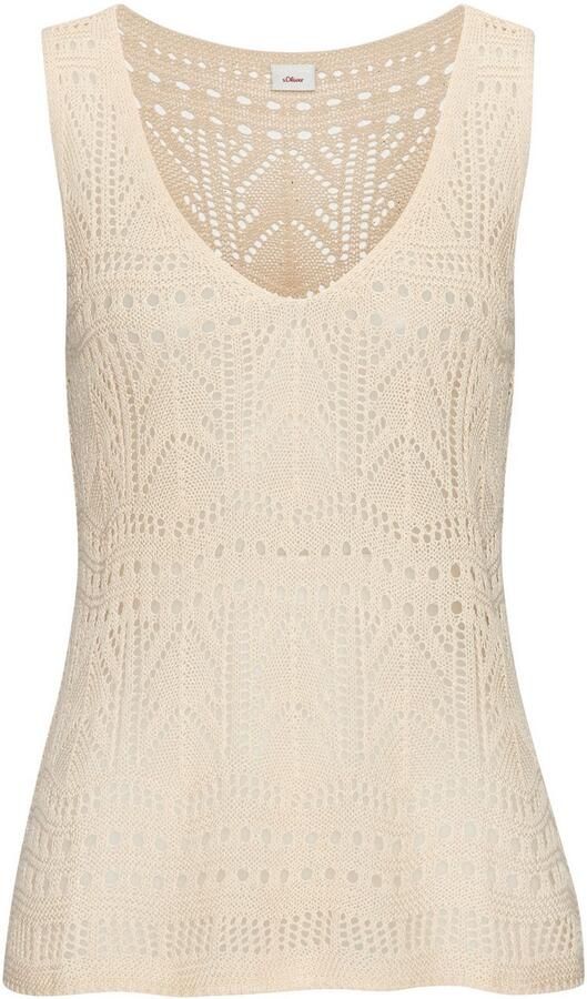 S.Oliver RED LABEL Beachwear Gebreide top met semi-transparant ajourpatroon strandtop met gaatjespatroon - Foto 4