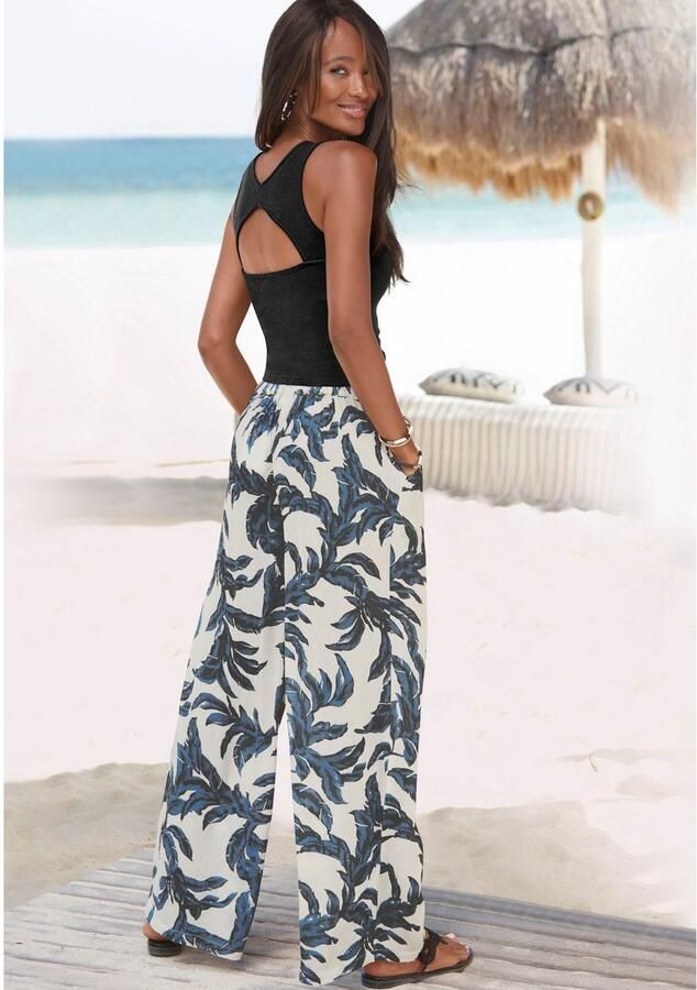 S.Oliver RED LABEL Beachwear Geribde tanktop met cut-outs op de rug sportief dametop van elastisch katoen - Foto 3