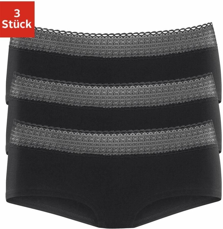 S.Oliver RED LABEL Beachwear Hipster van elastische katoen-kwaliteit met grafische kant (3 stuks) - Foto 6