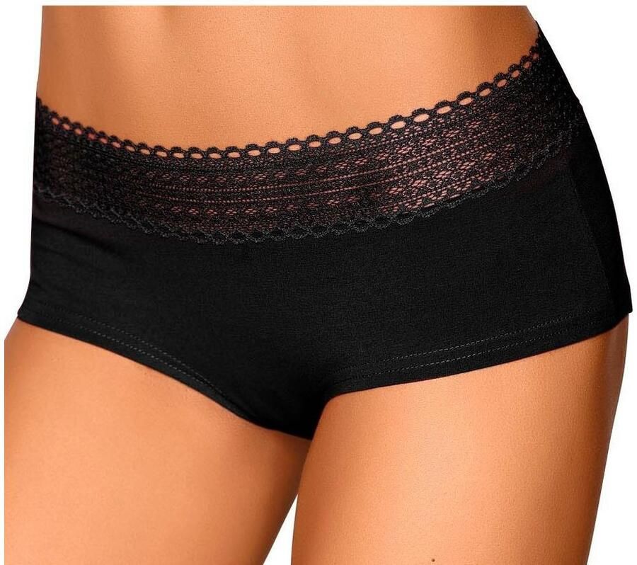 S.Oliver RED LABEL Beachwear Hipster van elastische katoen-kwaliteit met grafische kant (3 stuks)