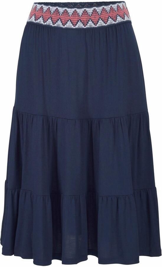 S.Oliver RED LABEL Beachwear Jerseyrok met volants luchtige midirok zomerrok - Foto 3