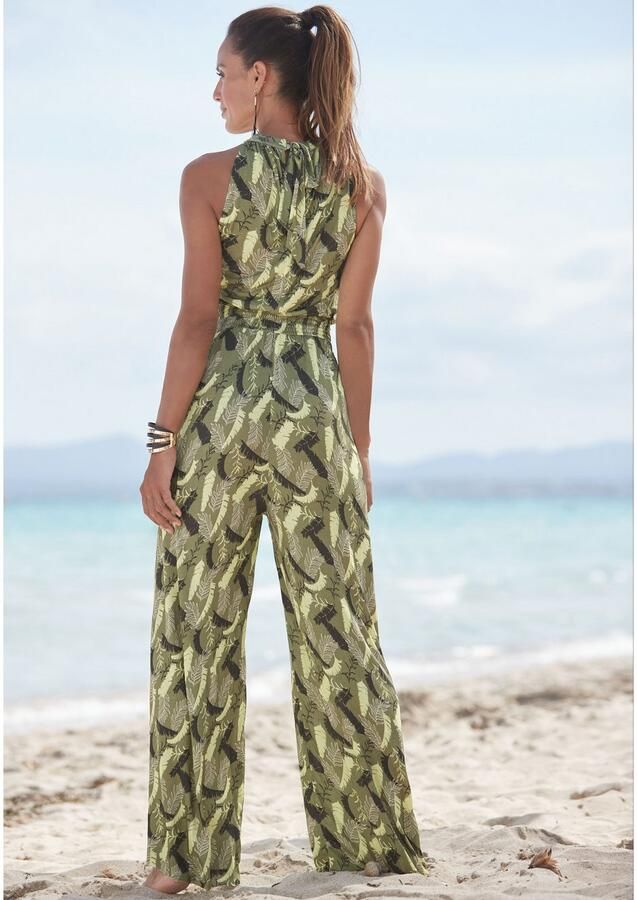 S.Oliver RED LABEL Beachwear Jumpsuit met bladerenprint en brede smockinzet zomerse jumpsuit - Foto 2