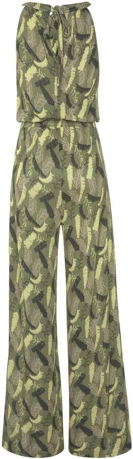 S.Oliver RED LABEL Beachwear Jumpsuit met bladerenprint en brede smockinzet zomerse jumpsuit - Foto 4