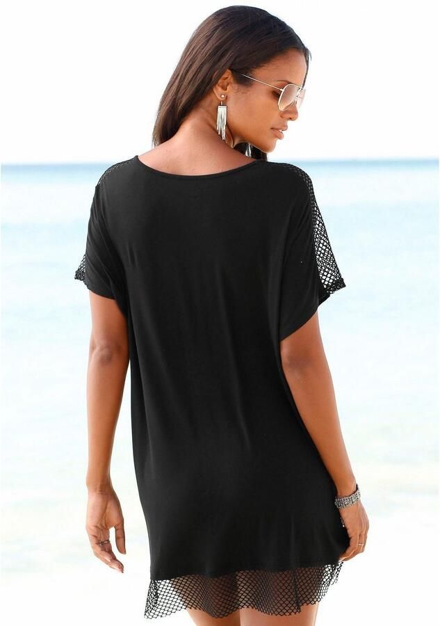 S.Oliver RED LABEL Beachwear Lang shirt met mesh-inzetstukken blousejurk strandjurk losse pasvorm - Foto 3