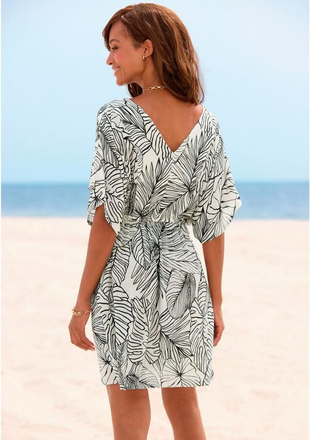S.Oliver RED LABEL Beachwear Lange tuniek van gekreppte viscose korte zomerjurk blousejurk taillierbaar - Foto 4