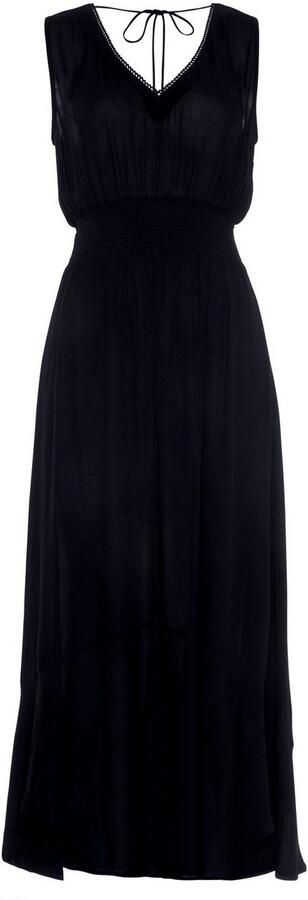 S.Oliver RED LABEL Beachwear Maxi-jurk gemaakt van crêpe viscose met striksluiting in de hals zomerjurk strandjurk - Foto 5