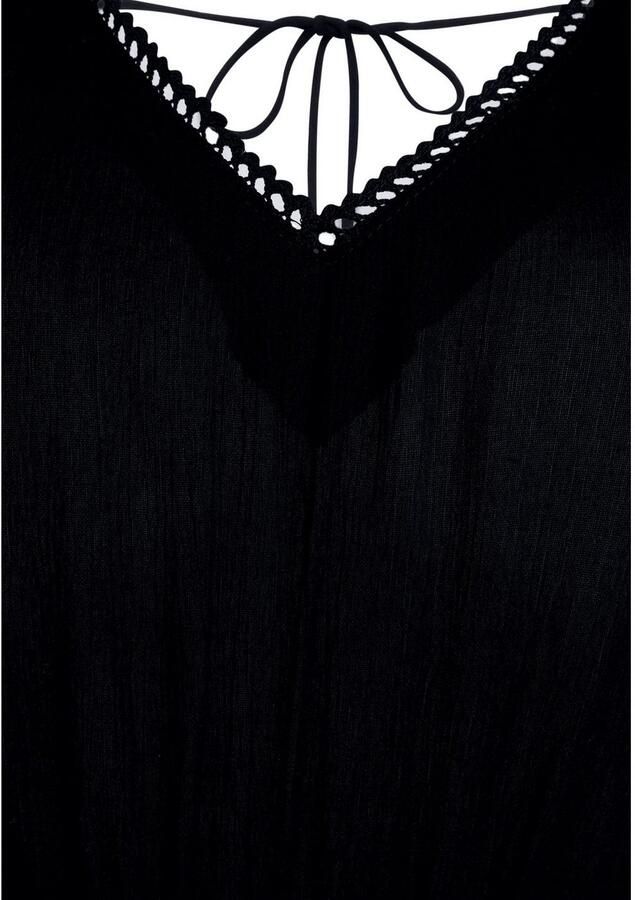 S.Oliver RED LABEL Beachwear Maxi-jurk gemaakt van crêpe viscose met striksluiting in de hals zomerjurk strandjurk - Foto 2