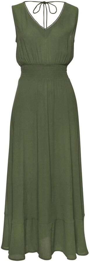 S.Oliver RED LABEL Beachwear Maxi-jurk gemaakt van crêpe viscose met striksluiting in de hals zomerjurk strandjurk - Foto 5