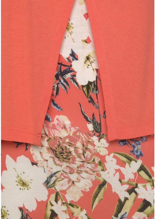 S.Oliver RED LABEL Beachwear Maxi-jurk in lagen-look met bloemenprint zomerjurk strandjurk