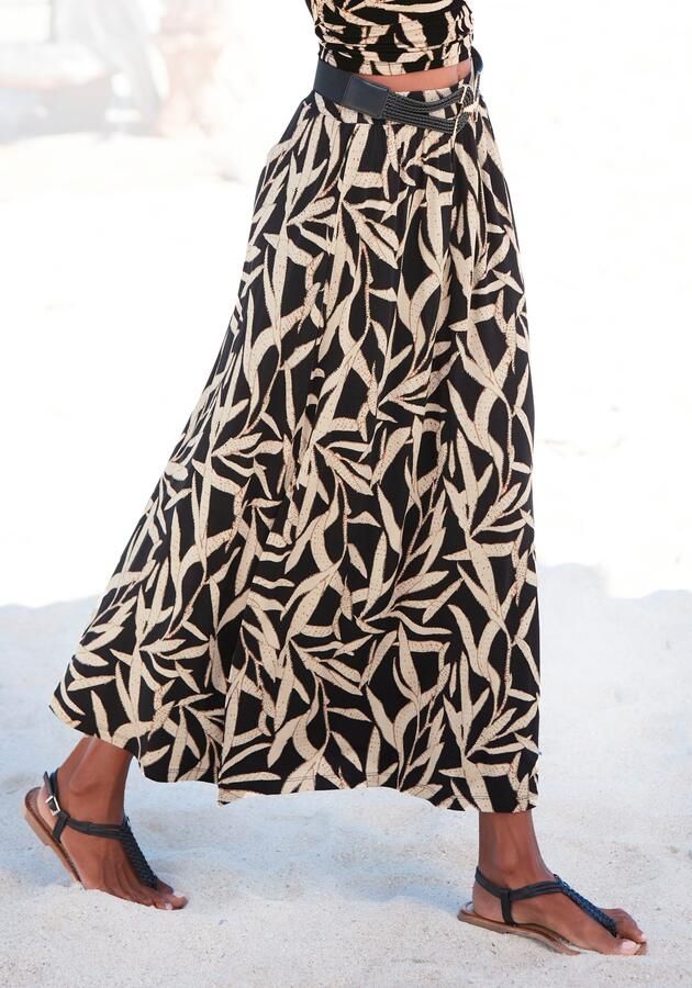 S.Oliver RED LABEL Beachwear Maxirok met alloverprint lange zomerrok met split - Foto 9