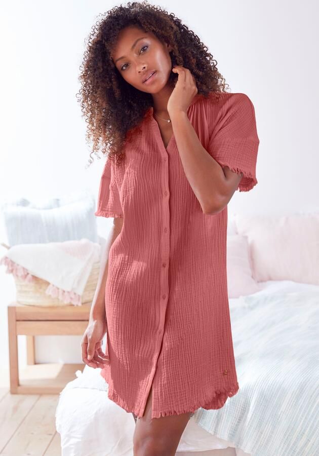 S.Oliver RED LABEL Beachwear Nachthemd van geweven mousseline stof - Foto 2