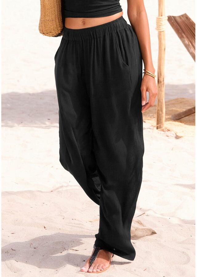 S.Oliver RED LABEL Beachwear Palazzobroek met brede elastische band en zakken luchtige stofbroek van crepe-kwaliteit - Foto 2