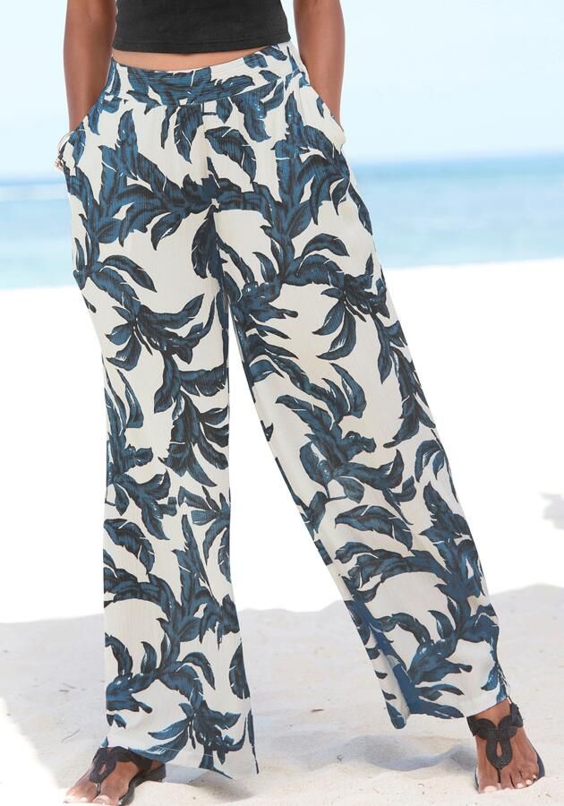 S.Oliver RED LABEL Beachwear Palazzobroek van crêpe viscose met all-over print en zakken stoffen broek - Foto 7
