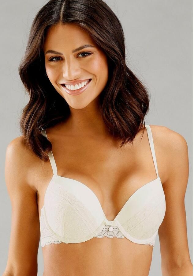 S.Oliver RED LABEL Beachwear Push-up-bh Adèle met grafisch kant en metalen accessoire lingerie