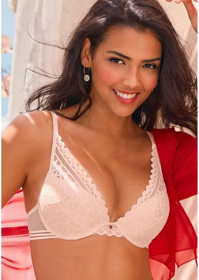S.Oliver RED LABEL Beachwear Push-up-bh Milene in de elegante high-apex look met grafische jacquardkant sexy lingerie