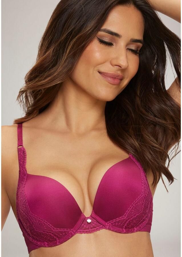 S.Oliver RED LABEL Beachwear Push-up-bh Pauline met fijne kant aan de zijkant van de cup en modieus accessoire lingerie