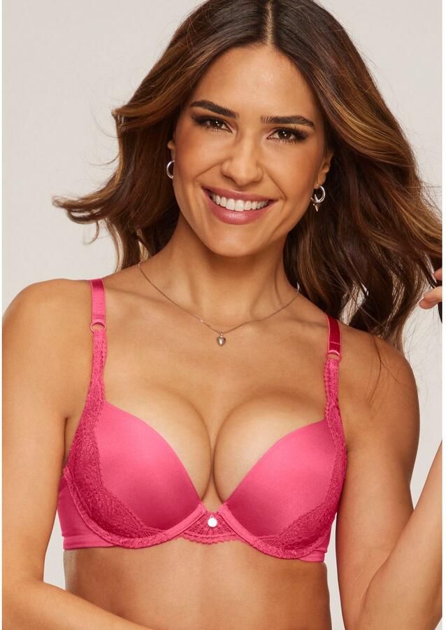 S.Oliver RED LABEL Beachwear Push-up-bh Pauline met fijne kant aan de zijkant van de cup en modieus accessoire lingerie