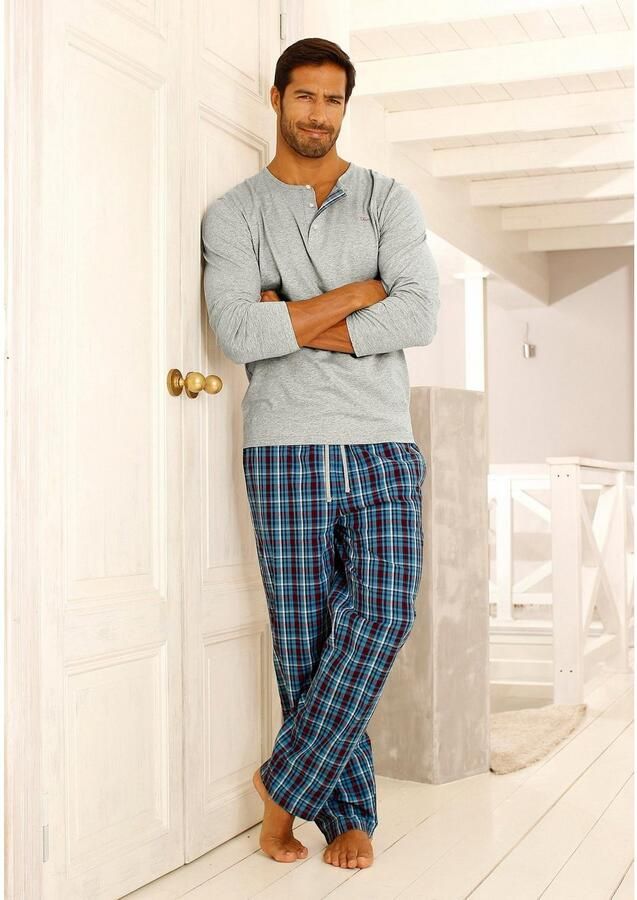 S.Oliver RED LABEL Beachwear Pyjama in lange vorm met knopenrij (2-delig 1 stuk)