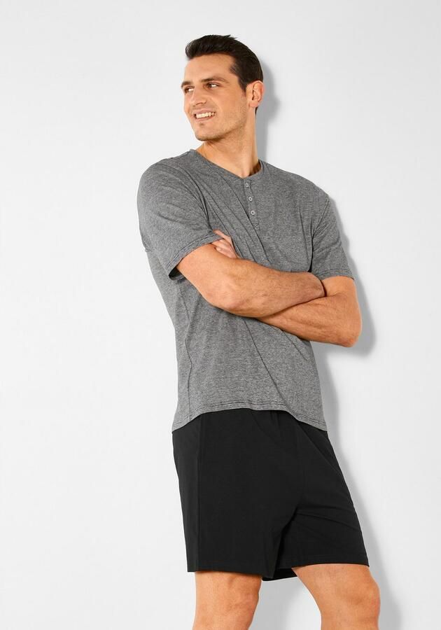 S.Oliver RED LABEL Beachwear Pyjama in melange-look met knopenrij (2-delig 1 stuk) - Foto 6