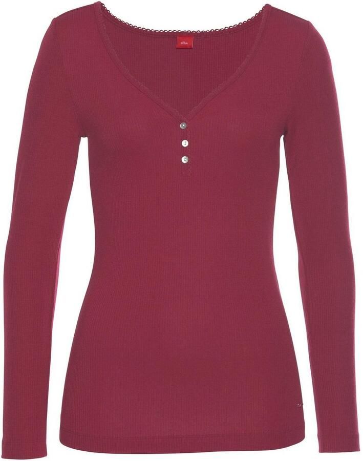 S.Oliver RED LABEL Beachwear Pyjama top van geribbelde stof met sierknopsluiting - Foto 6