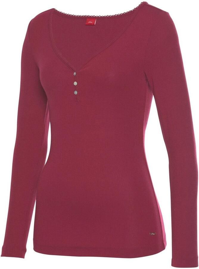 S.Oliver RED LABEL Beachwear Pyjama top van geribbelde stof met sierknopsluiting - Foto 2