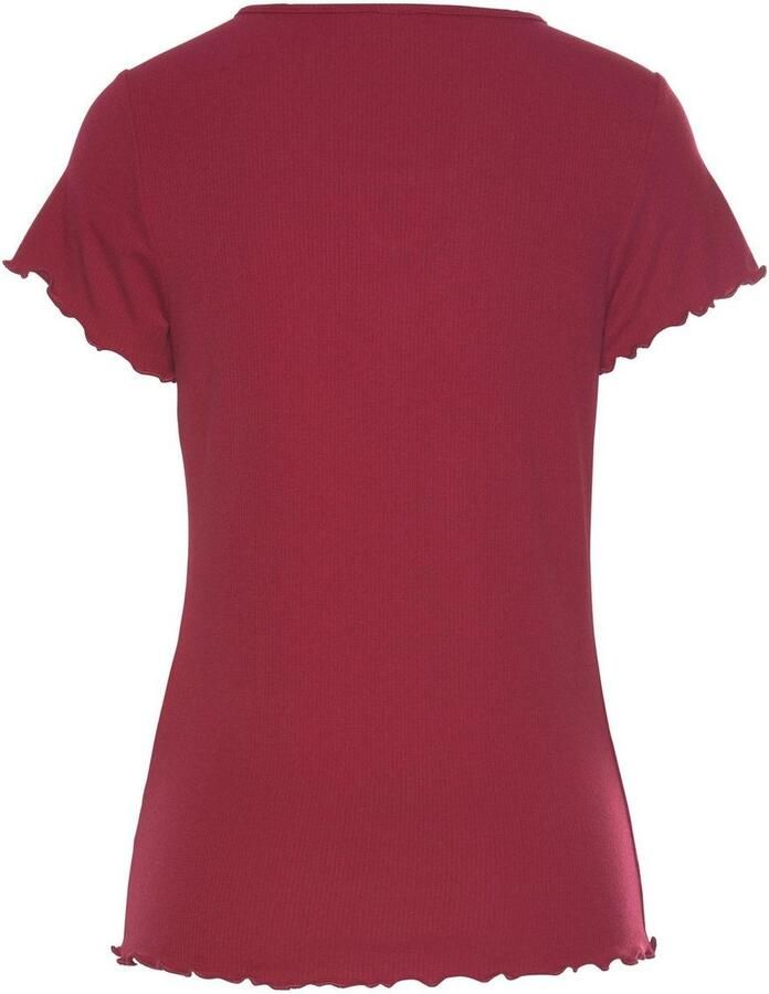 S.Oliver RED LABEL Beachwear Pyjama top van geribde stof met rimpelrandjes