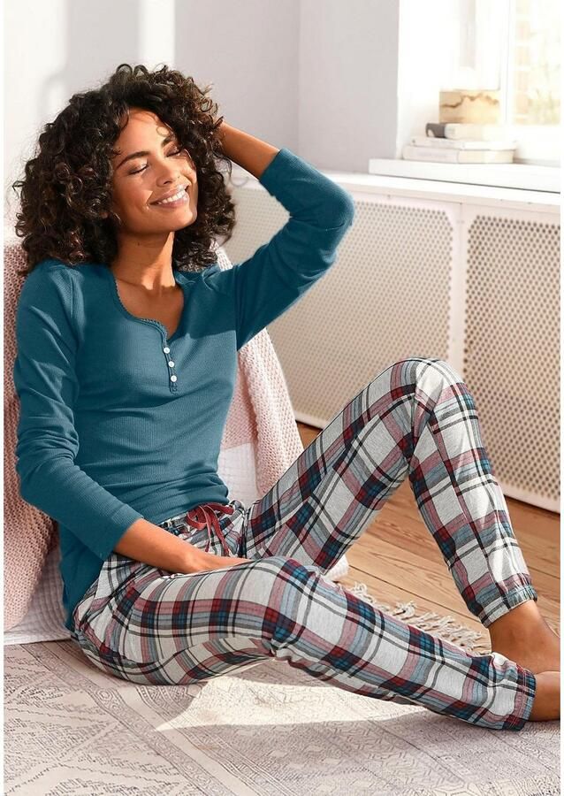 S.Oliver RED LABEL Beachwear Pyjamabroek met motief all-over en contrastkleurige koord - Foto 2