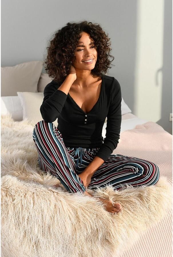 S.Oliver RED LABEL Beachwear Pyjamabroek met motief all-over en contrastkleurige koord - Foto 4