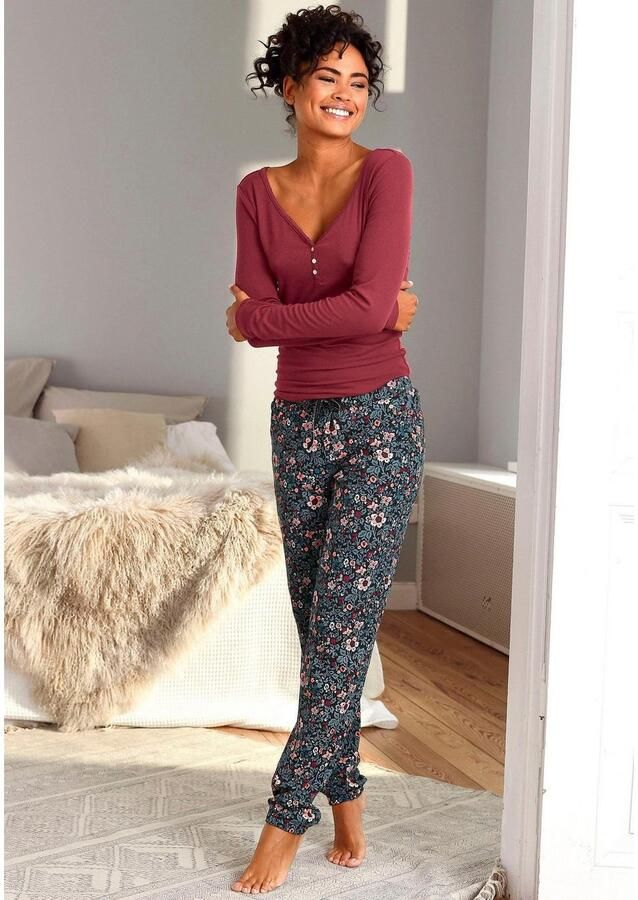 S.Oliver RED LABEL Beachwear Pyjamabroek met motief all-over en contrastkleurige koord - Foto 2