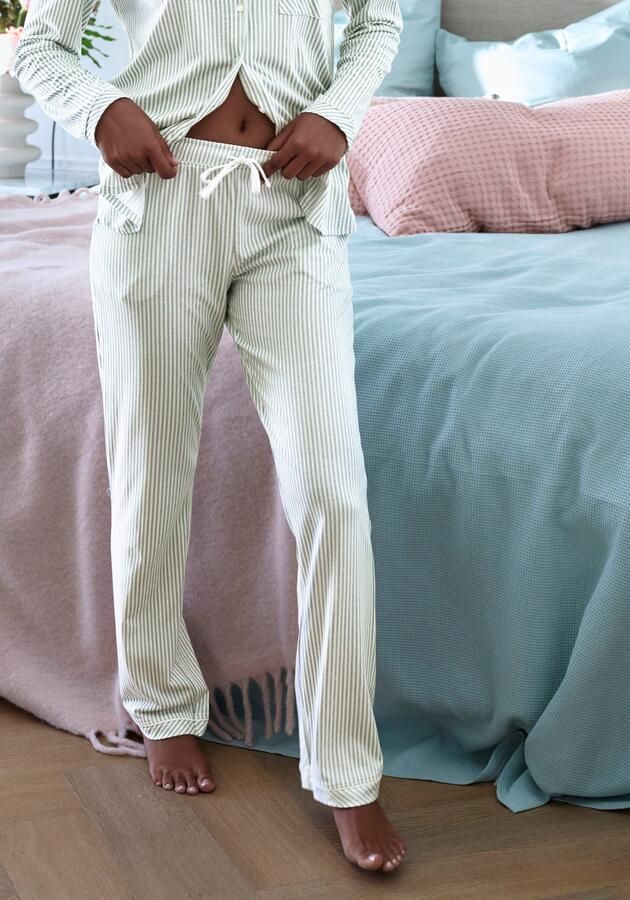 S.Oliver RED LABEL Pyjamabroek van een mix van katoen en viscose met streepmotief - Foto 4