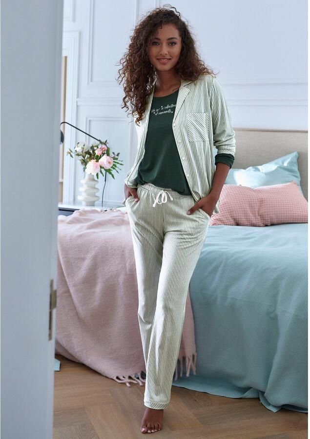 S.Oliver RED LABEL Pyjamabroek van een mix van katoen en viscose met streepmotief - Foto 3