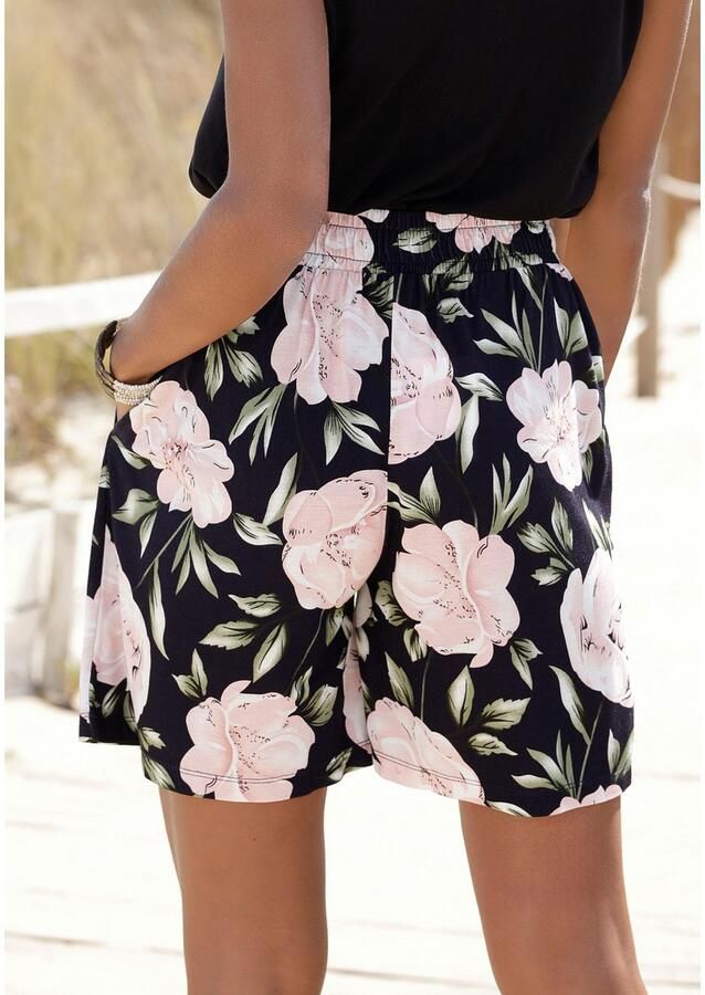 S.Oliver RED LABEL Beachwear Short met tailleband met trekkoord in bloemenprint korte broek - Foto 3