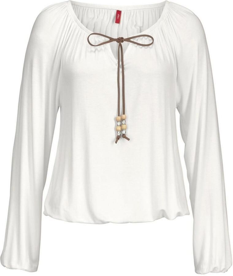 S.Oliver RED LABEL Beachwear Strandshirt met striklint bij de halslijn losse pasvorm boho-stijl