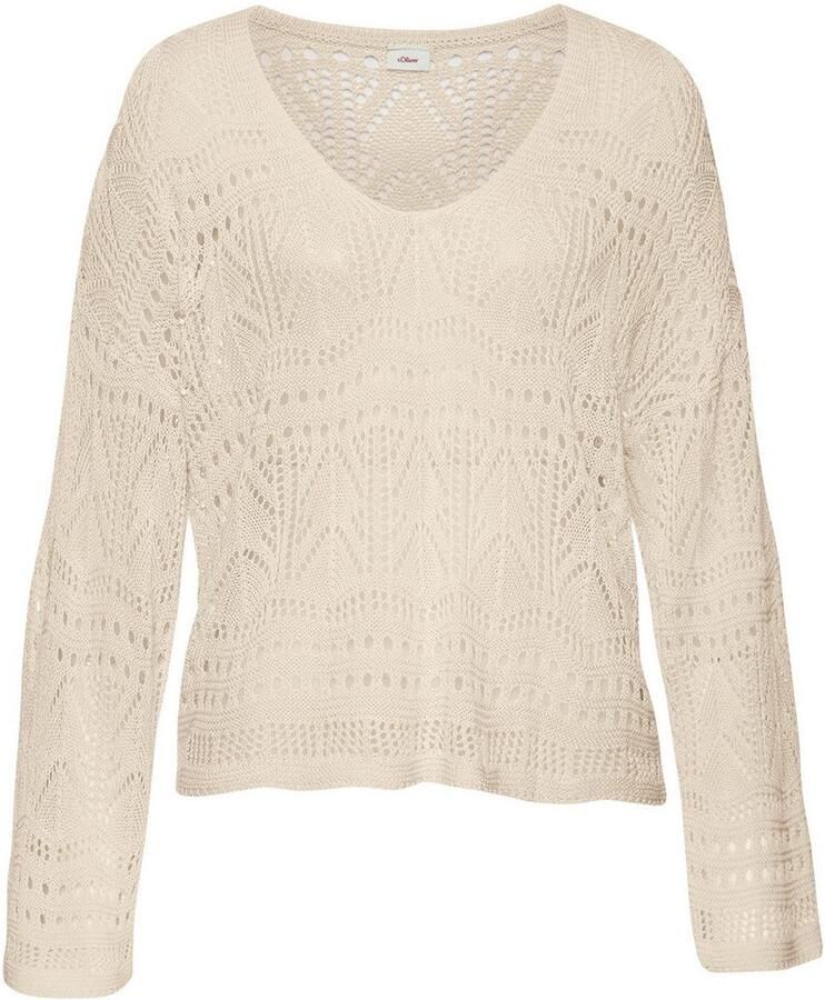 S.Oliver RED LABEL Beachwear Strandtrui met semi-transparant ajourpatroon zomerse breipullover