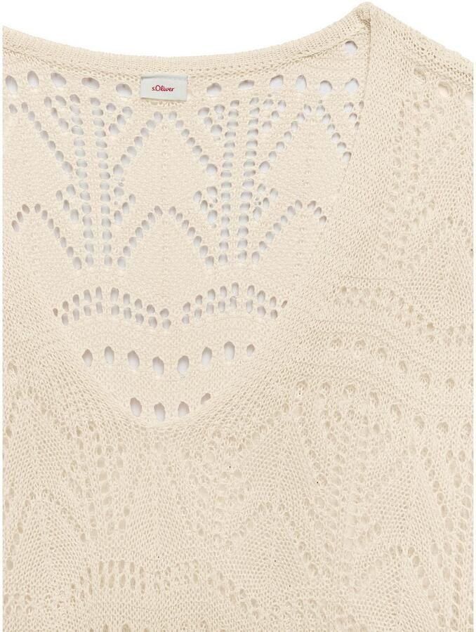 S.Oliver RED LABEL Beachwear Strandtrui met semi-transparant ajourpatroon zomerse breipullover - Foto 3