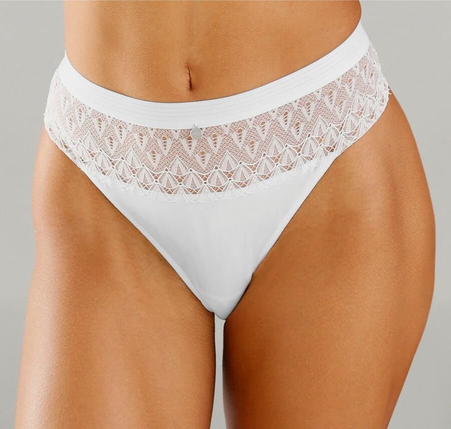 S.Oliver RED LABEL Beachwear String Ivette met modieuze inzet van grafische kant - Foto 4