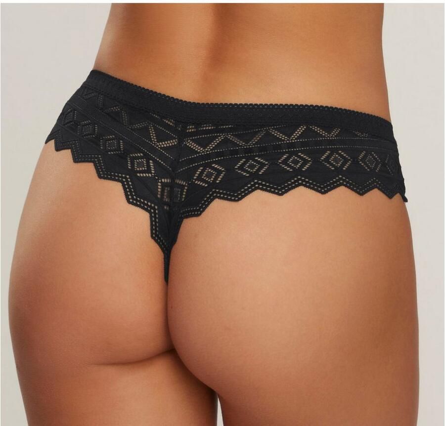 S.Oliver RED LABEL Beachwear String Romane met grafische kant in transparante look