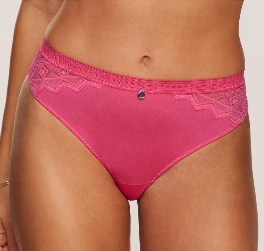 S.Oliver RED LABEL Beachwear String Ro e met grafische kant in transparante look