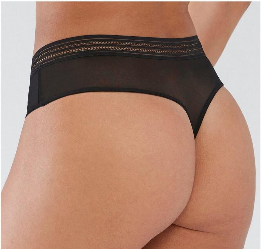 S.Oliver RED LABEL Beachwear String van zacht mesh en bloemige kant