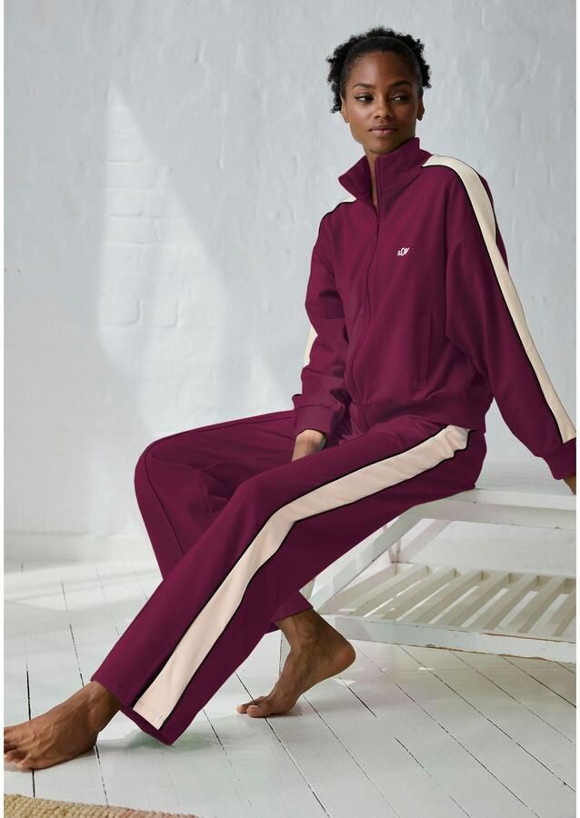 S.Oliver RED LABEL Beachwear Sweatbroek Loungebroek met contraststrepen en pipings loungewear