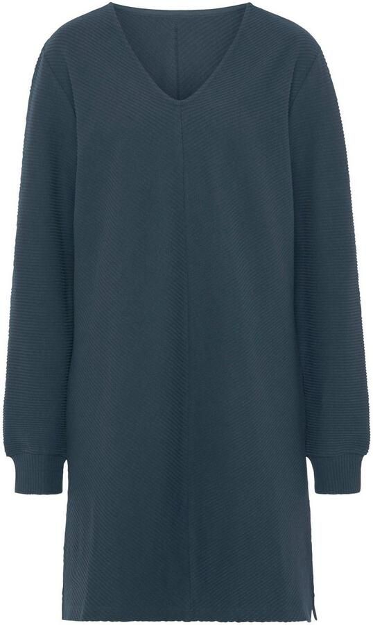 S.Oliver RED LABEL Beachwear Sweatjurk met lange mouwen in geribde stof Langarm jurk van ribkwaliteit met deelnaad loungewear - Foto 4