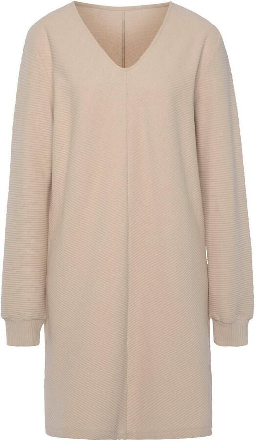 S.Oliver RED LABEL Beachwear Sweatjurk met lange mouwen in geribde stof Langarm jurk van ribkwaliteit met deelnaad loungewear - Foto 4