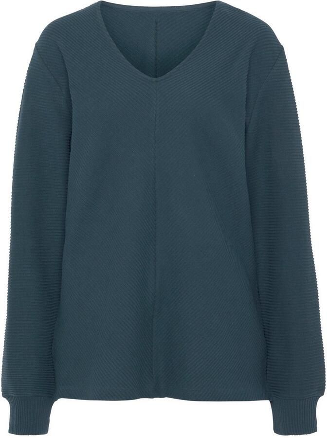 S.Oliver RED LABEL Beachwear Sweatshirt Shirt met lange mouwen en V-hals Langarmshirt met V-hals en zachte ribborden loungewear