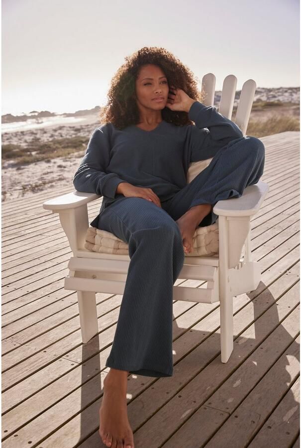 S.Oliver RED LABEL Beachwear Sweatshirt Shirt met lange mouwen en V-hals Langarmshirt met V-hals en zachte ribborden loungewear - Foto 4