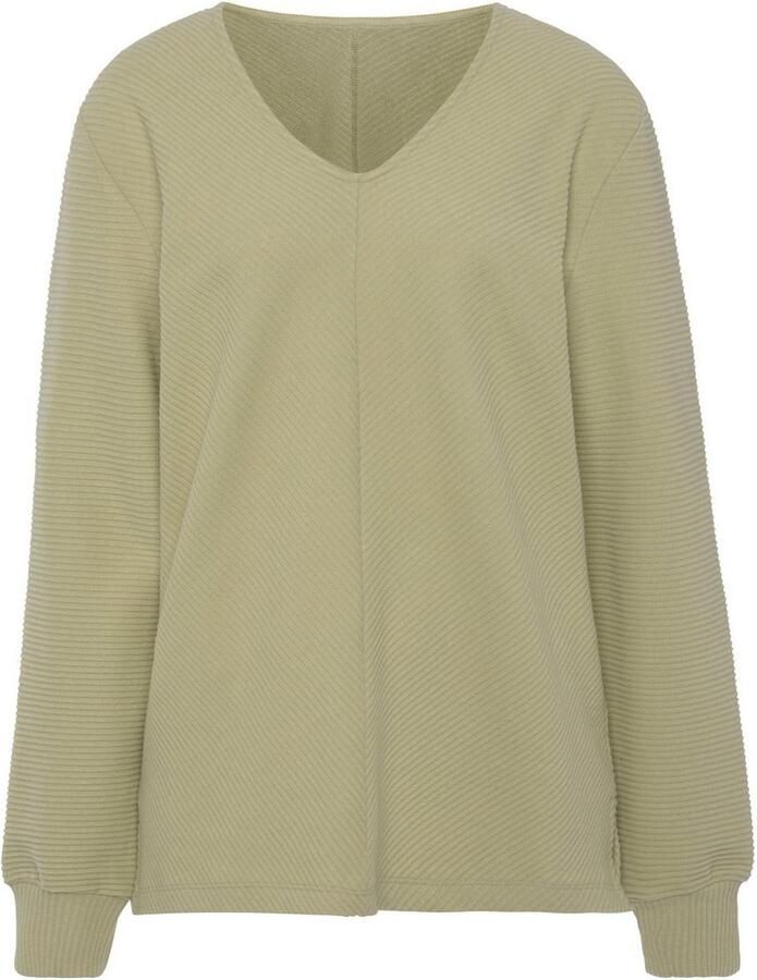 S.Oliver RED LABEL Beachwear Sweatshirt Shirt met lange mouwen en V-hals Langarmshirt met V-hals en zachte ribborden loungewear