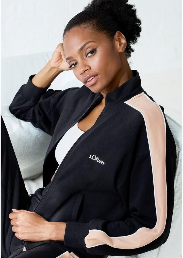 S.Oliver RED LABEL Beachwear Sweatvest met rits en contrasterende accenten loungewear (1-delig) - Foto 2