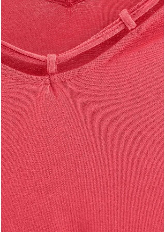 S.Oliver RED LABEL Beachwear T-shirt met sierbandjes bij de hals shirt met korte mouwen zomers