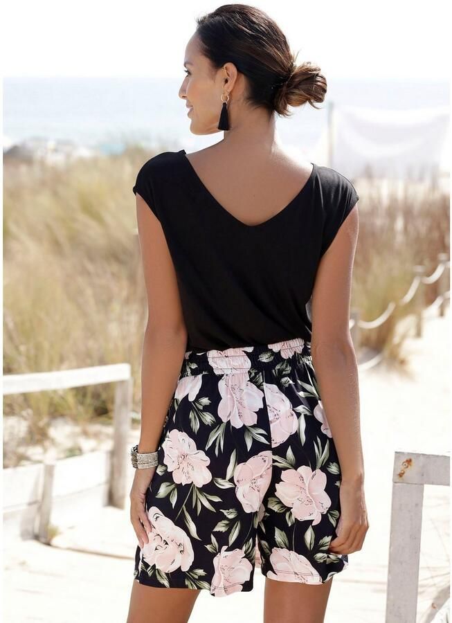 S.Oliver RED LABEL Beachwear T-shirt met sierbandjes bij de hals shirt met korte mouwen zomers - Foto 2