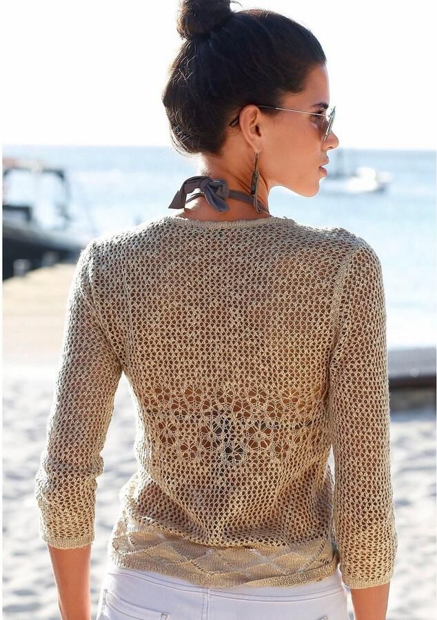 S.Oliver RED LABEL Beachwear Vest in luchtige haak-look zomerse cardigan losse pasvorm - Foto 5